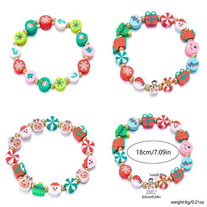 Wholesale Christmas Polymer Clay Beaded Bracelet Handmade Cartoon Charm Bracelet Fashion Accessory