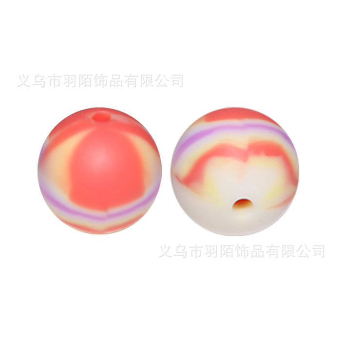 Wholesale 50pcs Rainbow Mixed Color Leopard Print Series Silicone Balls JDC-BDS-HongZhou018