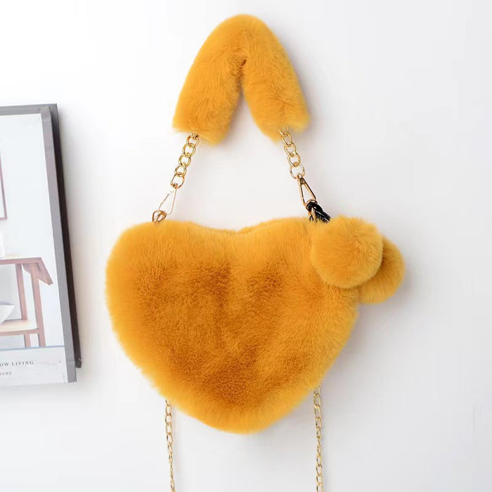 Wholesale Winter Plush Bag Simple All-match Heart-shaped Bag Shoulder Crossbody Women's Bag Valentine's Day Gift