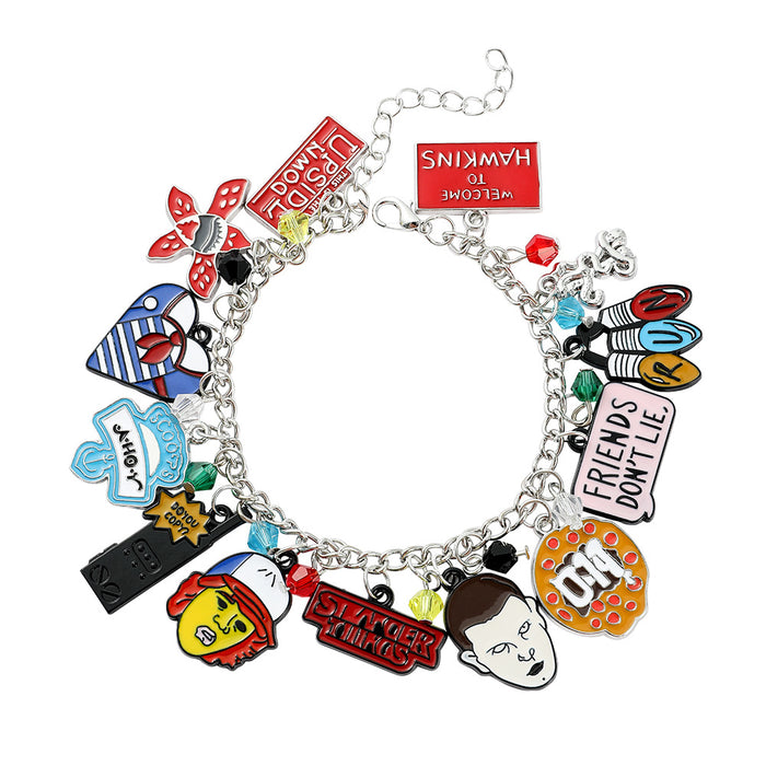 Wholesale cartoon cute strange story bracelet zinc alloy drop oil pendant jewelry