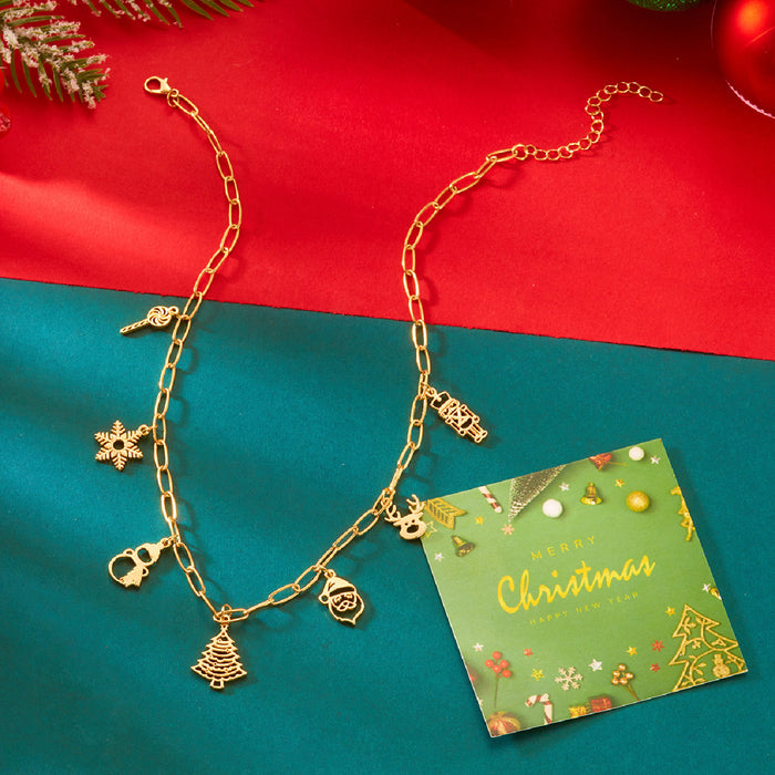Wholesale Zinc Alloy Christmas Snowflake Pendant Necklace for Women Fashion Accessory