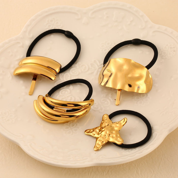 Wholesale New minimalist stainless steel headband, fashionable and high-end style, ponytail tied hair tie, black headband