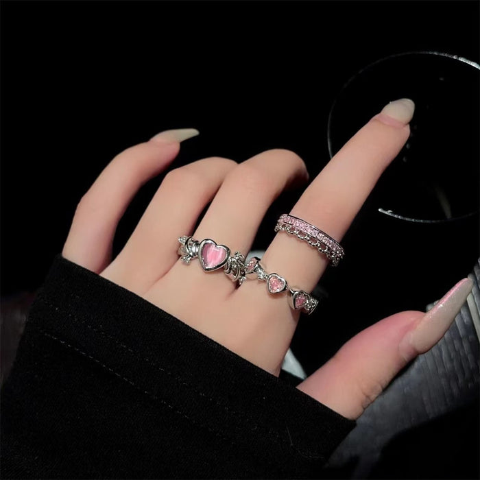 Wholesale Pink Diamond Love Alloy Ring JDC-RS-TongS001