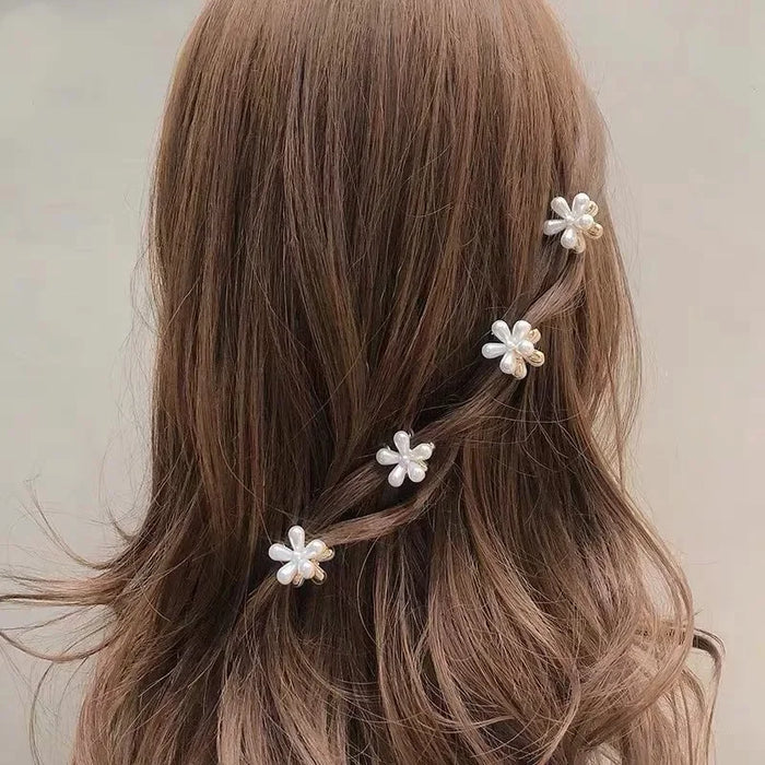 Wholesale Pearl small flower hair clip, vintage daisy flower hair clip, mini elegant bangs clip, edge clip