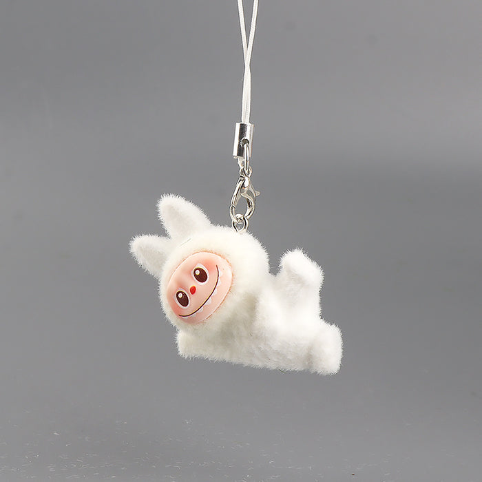 Wholesale Resin flocked side-lying yoga cartoon keychain