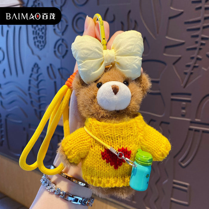 Wholesale Cartoon Plush Crossbody Water Cup Bear Plush Doll Keychain Bear Doll Keychain Bag Hanging