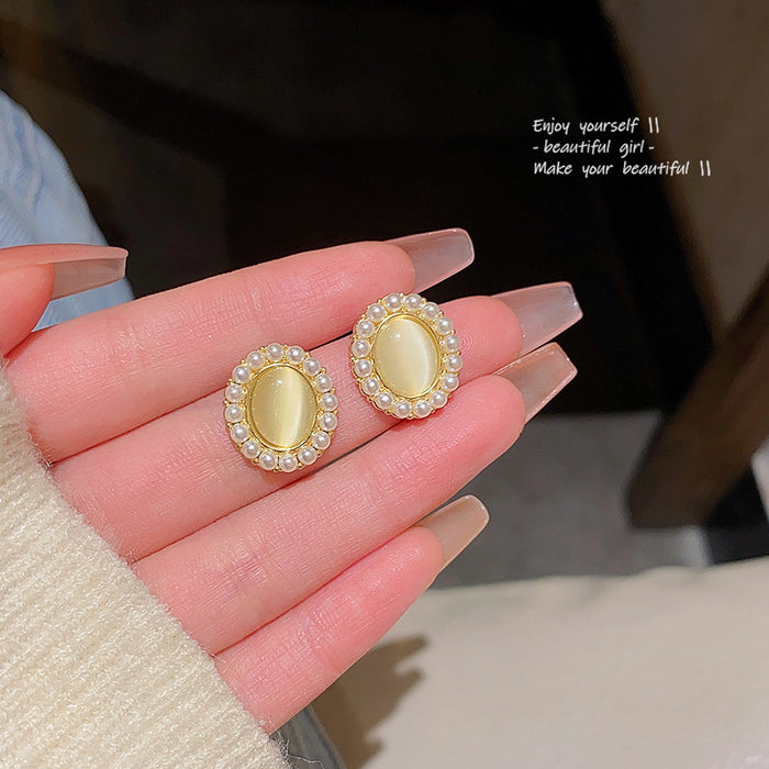 Wholesale Pearl and Zircon Heart Earrings