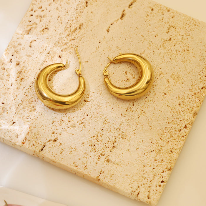 Wholesale 18K Golden Crescent Titanium Steel Earrings