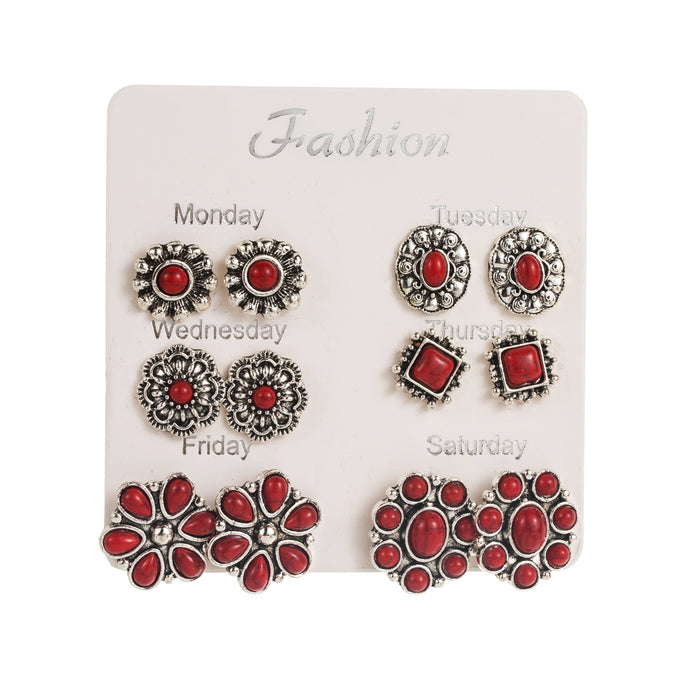 Wholesale Turquoise earrings flower set stud earrings