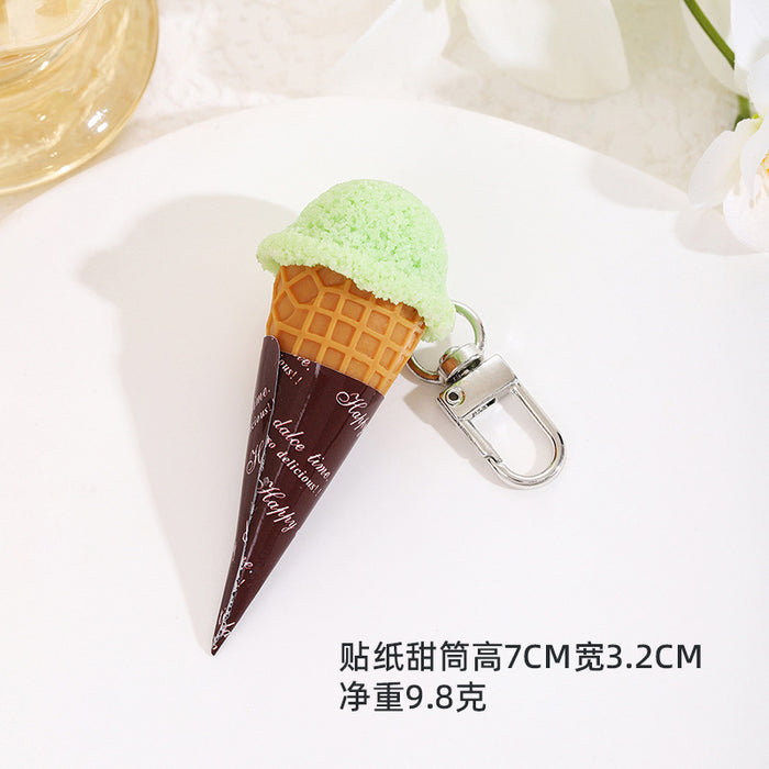 Wholesale PVC Cartoon Ice Cream Cone Keychain Fashion DIY Accessory MOQ≥2
