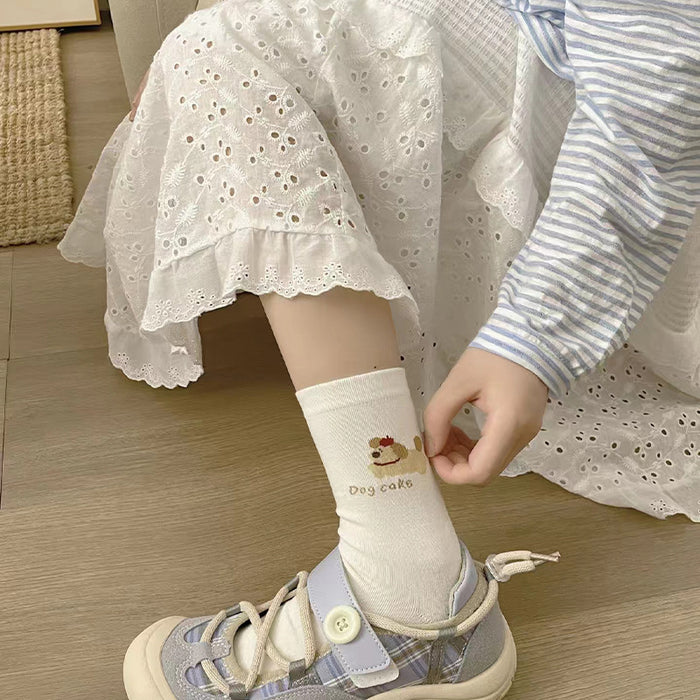 Wholesale Cartoon Socks Children's Middle Socks Cute College Style Bow Dog Striped Long Socks