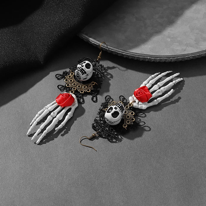 Wholesale Gothic Horror Skull Palm Halloween Resin Earrings JDC-ES-Qianzi001