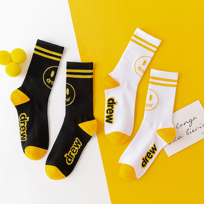 Wholesale Smiley Face Graffiti Letters Cotton Socks JDC-SK-JiaY008