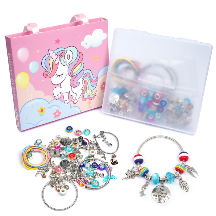 Wholesale Cute Cartoon Unicorn Crystal diy Children's Jewelry Women's Gift Bracelet Set