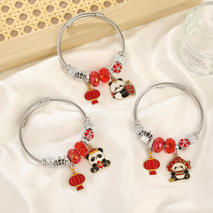 Wholesale Stainless Steel Panda Bracelet Travel Souvenir Fashion Accessory MOQ≥2