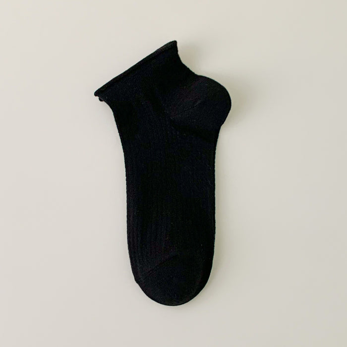 Wholesale Curled edge socks, simple socks, shallow mouth invisible cotton boat socks