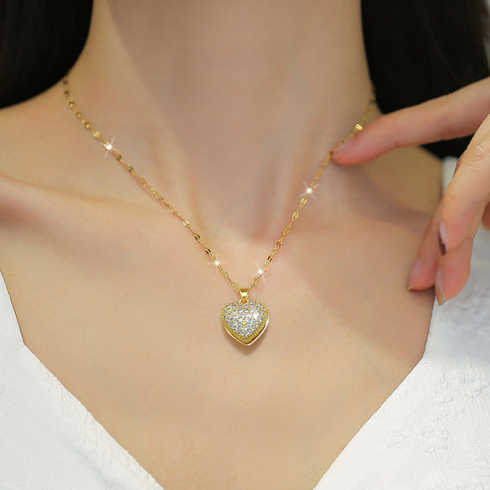 Wholesale Titanium Steel Gorgeous Heart Pearl Shell Necklace JDC-NE-LG051