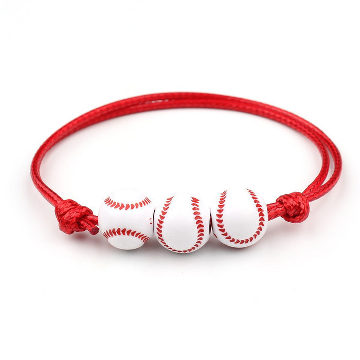 Wholesale Adjustable Elasticity Sports Bracelet, Football, Baseball Bracelet, Ball Beads, Handmade Rope