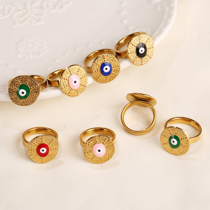 Wholesale Fashionable Retro Stainless Steel Drip Oil Ring Devil's Eye Hybrid Ring