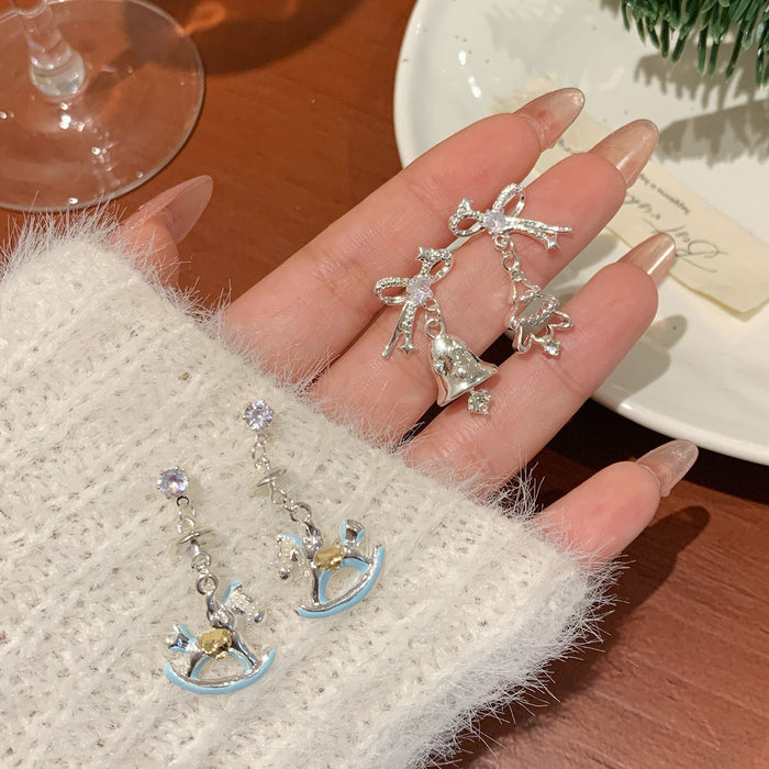 Wholesale Christmas Bell Bow Elegant Earrings