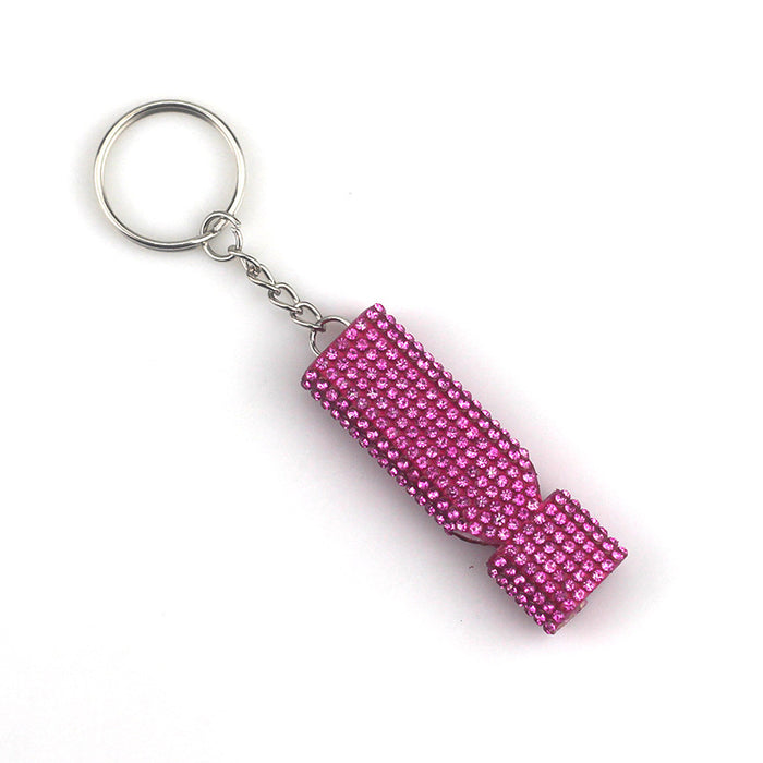 Wholesale Alloy Rhinestone Double-tube Whistle Keychain JDC-KC-TouMS089