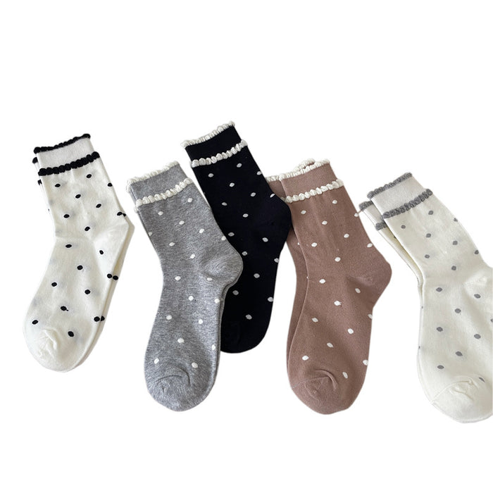 Wholesale Lace socks, tube socks, retro polka dot stockings, pile socks