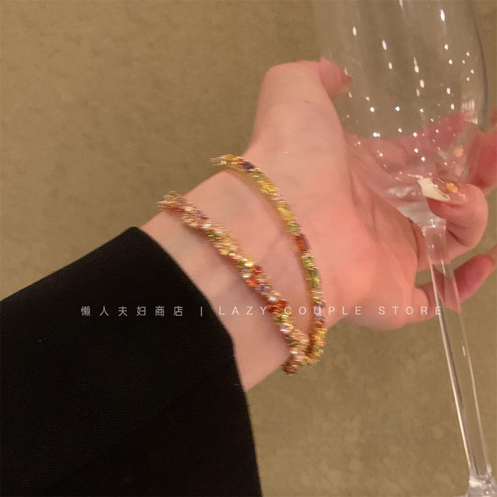 Wholesale Flash Color Zircon Bracelet Women's High-end Sense Bracelet