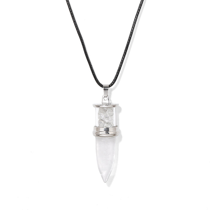 Wholesale Bullet shaped pendant necklace with inlaid embellishments
