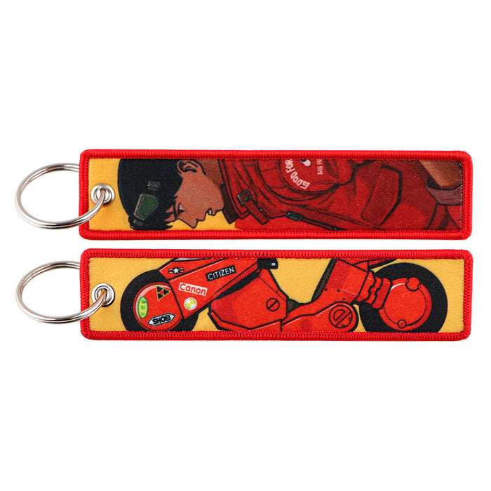 Wholesale Cartoon silk keychain lanyard  woven fabric keychain accessories