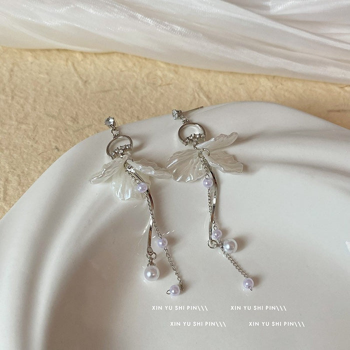 Wholesale Flower tassel earrings with retro temperament, high-end feel, niche design, earrings