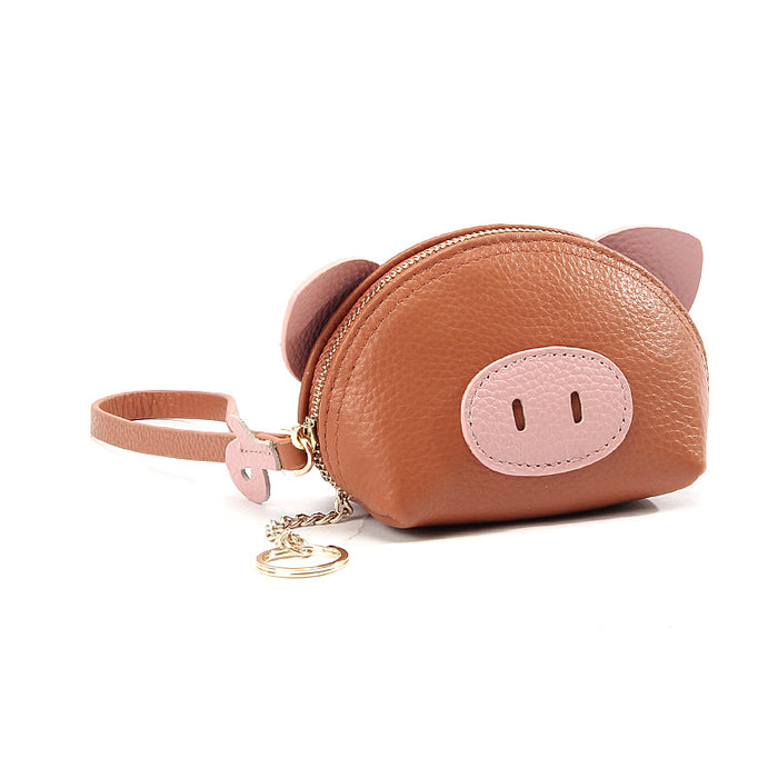 Wholesale Cute Hand Wallet Women's Cartoon Small and Exquisite Piglet Genuine Leather Zipper Coin Coin Coin Purse