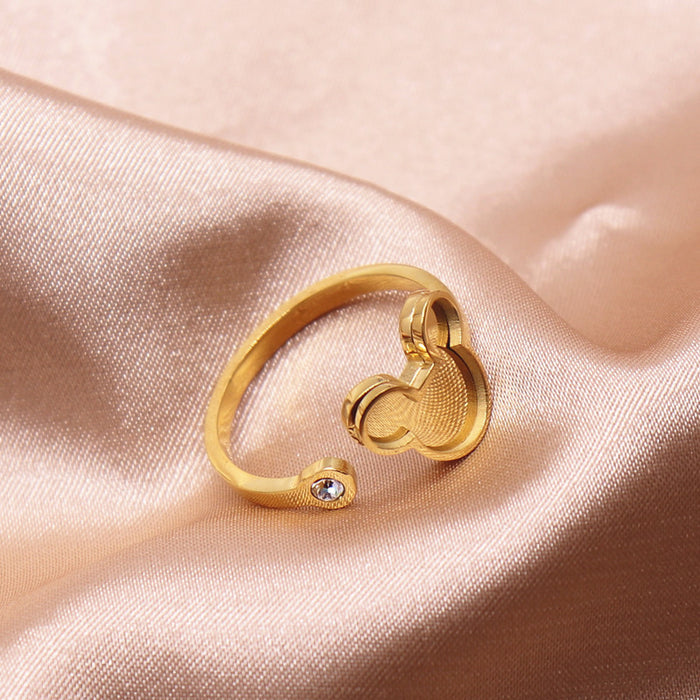 Wholesale Ring groove stainless steel gold-plated diamond ring opening