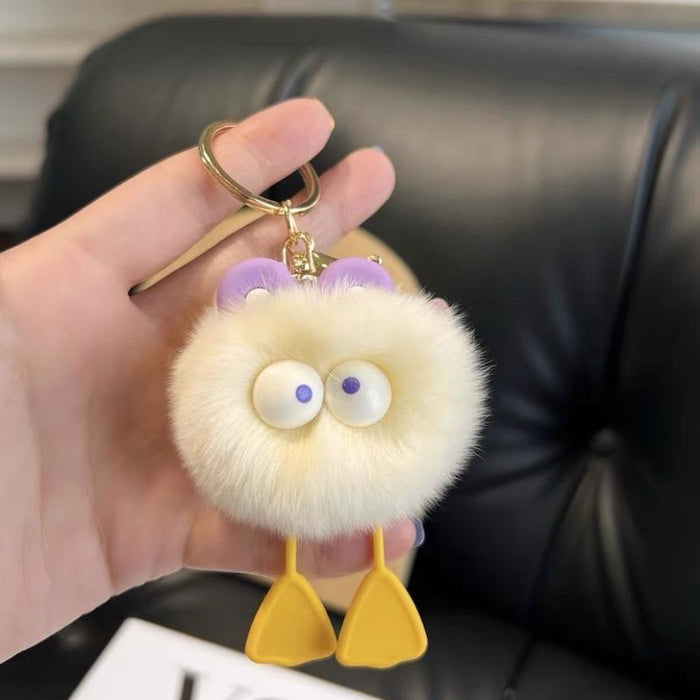 Wholesale Cute little furry ball car keychain pendant plush book bag pendant
