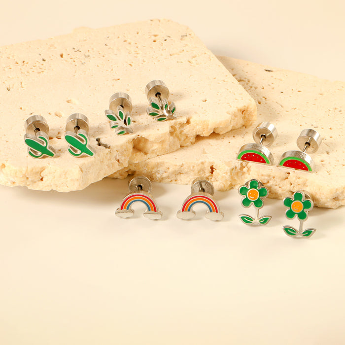 Wholesale Niche Design Cute Fruit Plants Rainbow Earrings