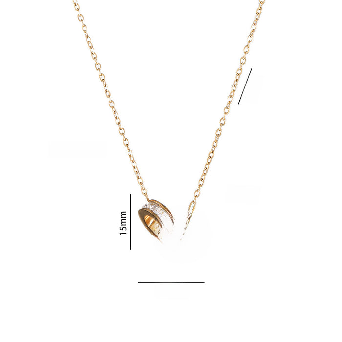 Wholesale Necklace zircon double ring fashionable titanium steel necklace