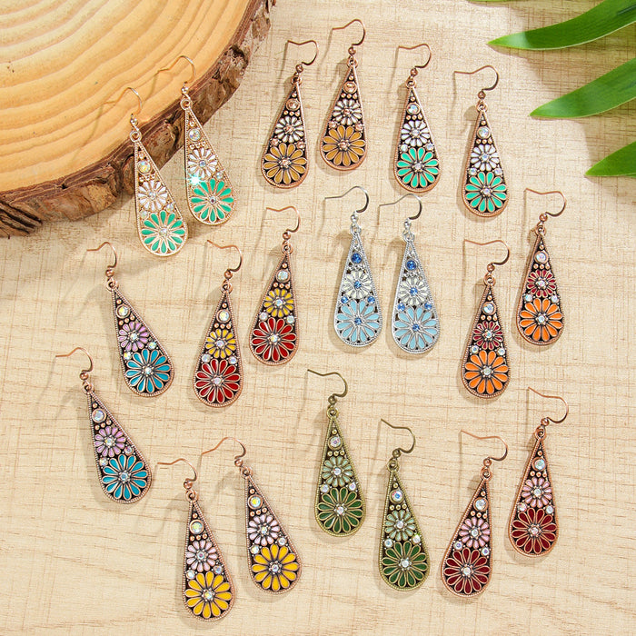 Wholesale 2pcs Bohemian drop-shaped turquoise earrings