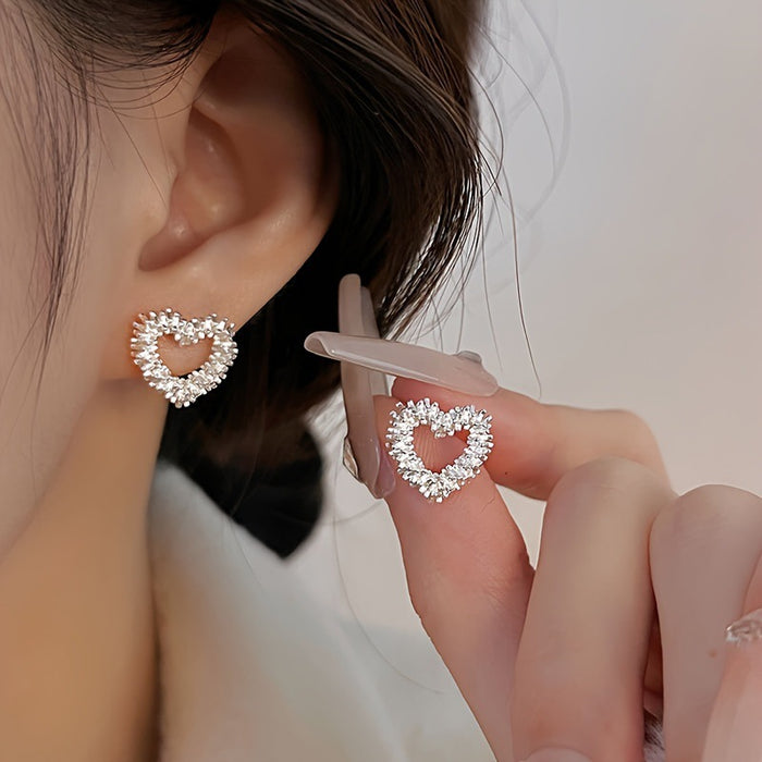 Wholesale Broken Silver Heart Earrings for Women JDC-ES-DX007