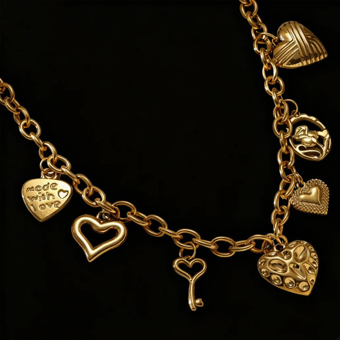 Wholesale Titanium Steel Gold Heart Pendant Necklace