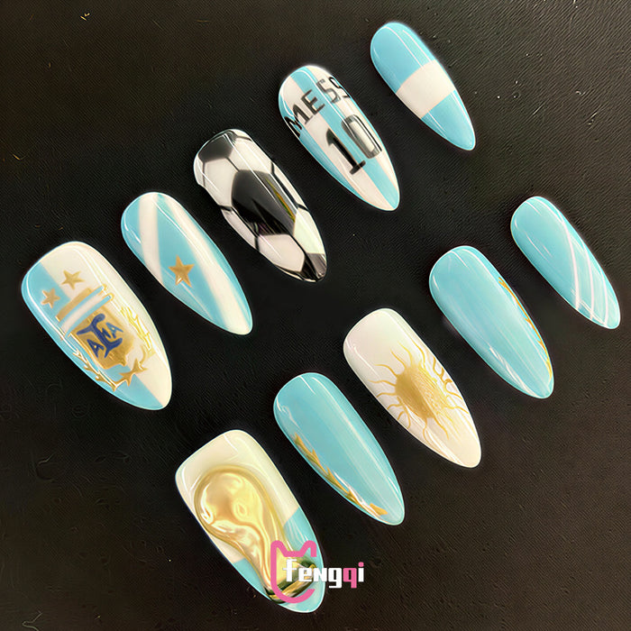 Wholesale 3pcs World Cup Stylish European American Fake Nails Party Nail Art Accessory