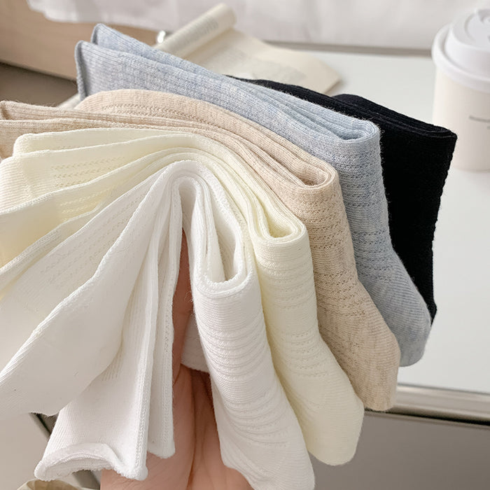 Wholesale Socks Thin Stacked Socks Versatile Pure Cotton Mesh Hollow Middle Tube Socks