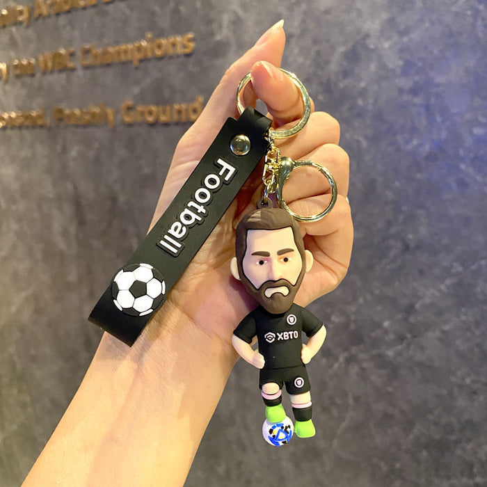 Wholesale Metal Soccer Star Cartoon Keychain Decorative Car Key Accessory MOQ≥2
