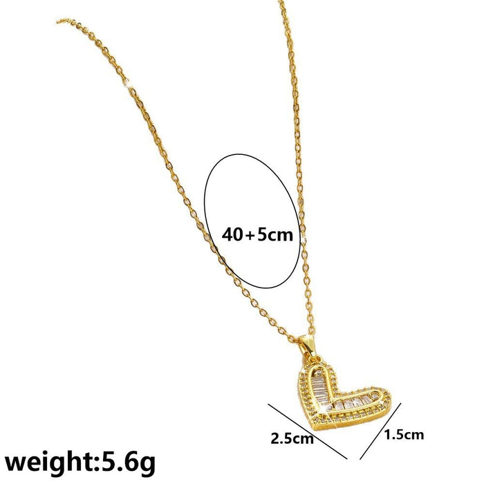 Wholesale Light luxury heart-shaped zircon exquisite titanium steel necklace, light luxury niche high-end versatile collarbone chain accessory