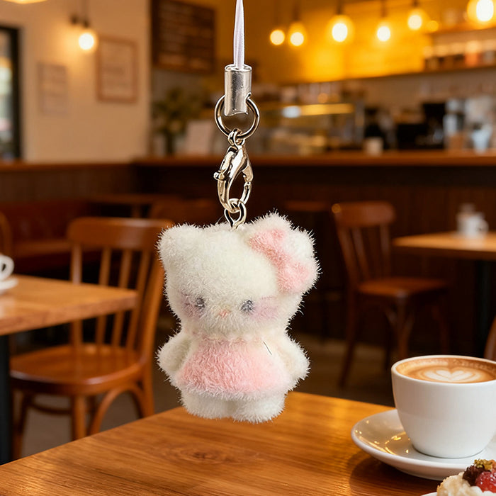 Wholesale Resin flocked cute 3D cat keychain pendant