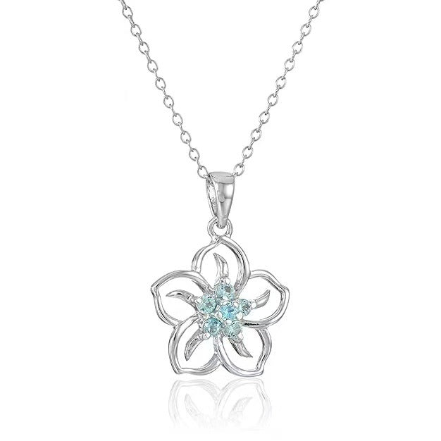 Wholesale December birthstone five-petal cherry blossom necklace