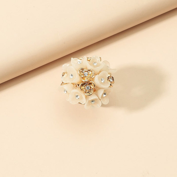 Wholesale fashion jewelry diamond-embedded small flower open ring
