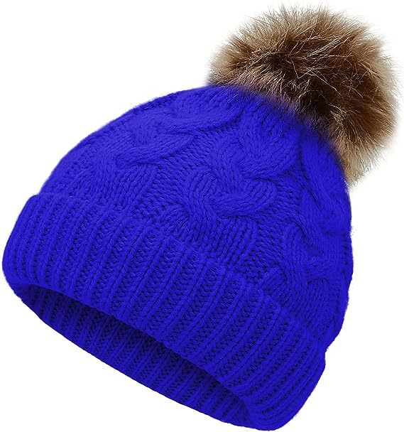 Wholesale winter children' s fur ball thickened wool hat