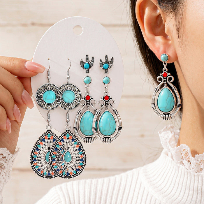Wholesale Alloy Tassel Earring Set Retro Ethnic Style Bohemian Jewelry Accessory MOQ≥2