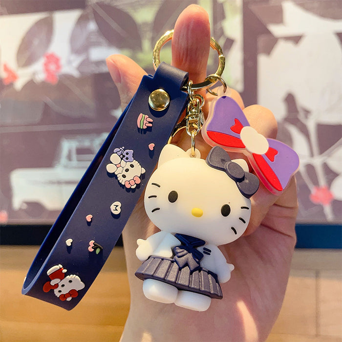 Wholesale Keychain Cartoon Animation PVC Doll Cat Bag Pendant Car Key Ring Creative Gift