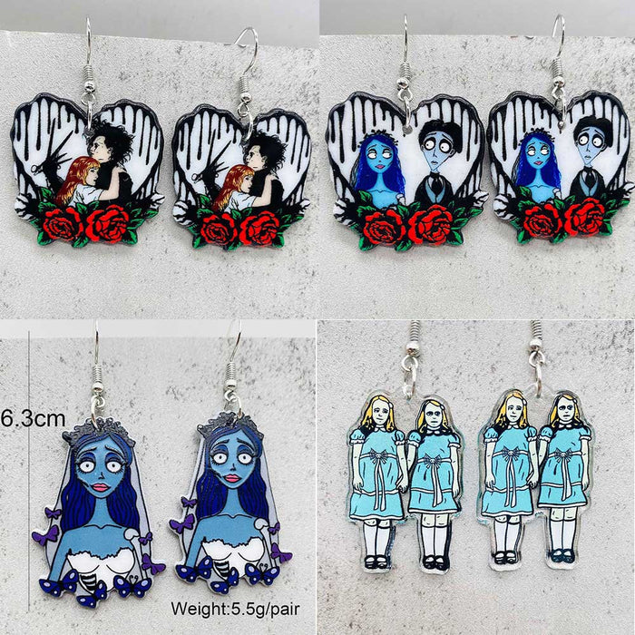 Wholesale Acrylic Earrings Ghost Bride Zombie Couple Earrings Valentine' s Day  Earrings Jewelry