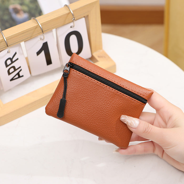 Wholesale pattern zipper coin purse solid color PU soft leather women's Coin card bag